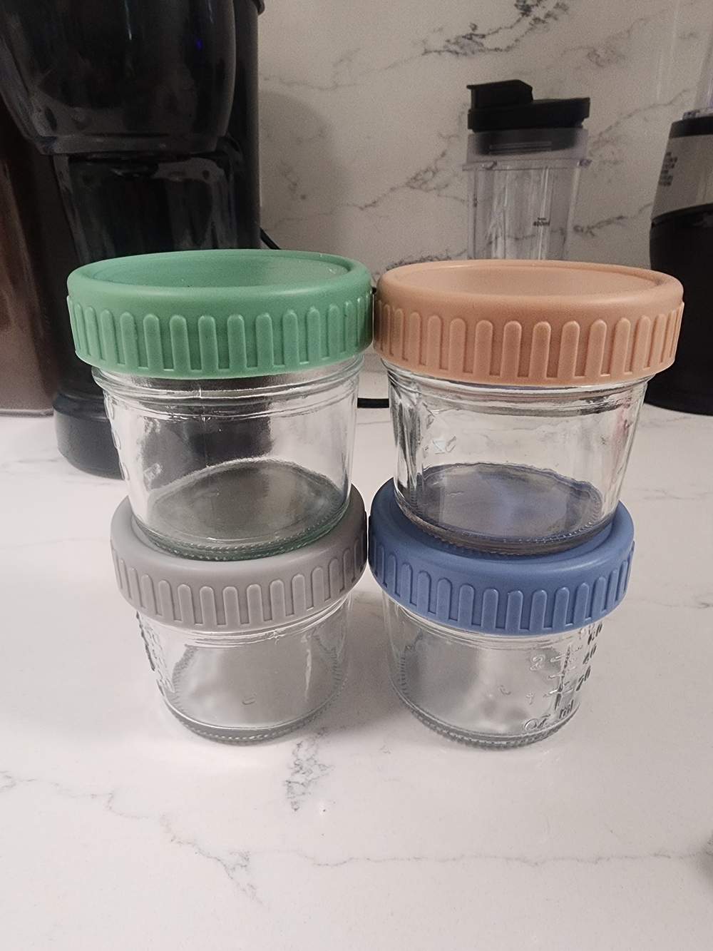 Baby Food Storage Jars with Pastel Silicone Lids - Set of 4